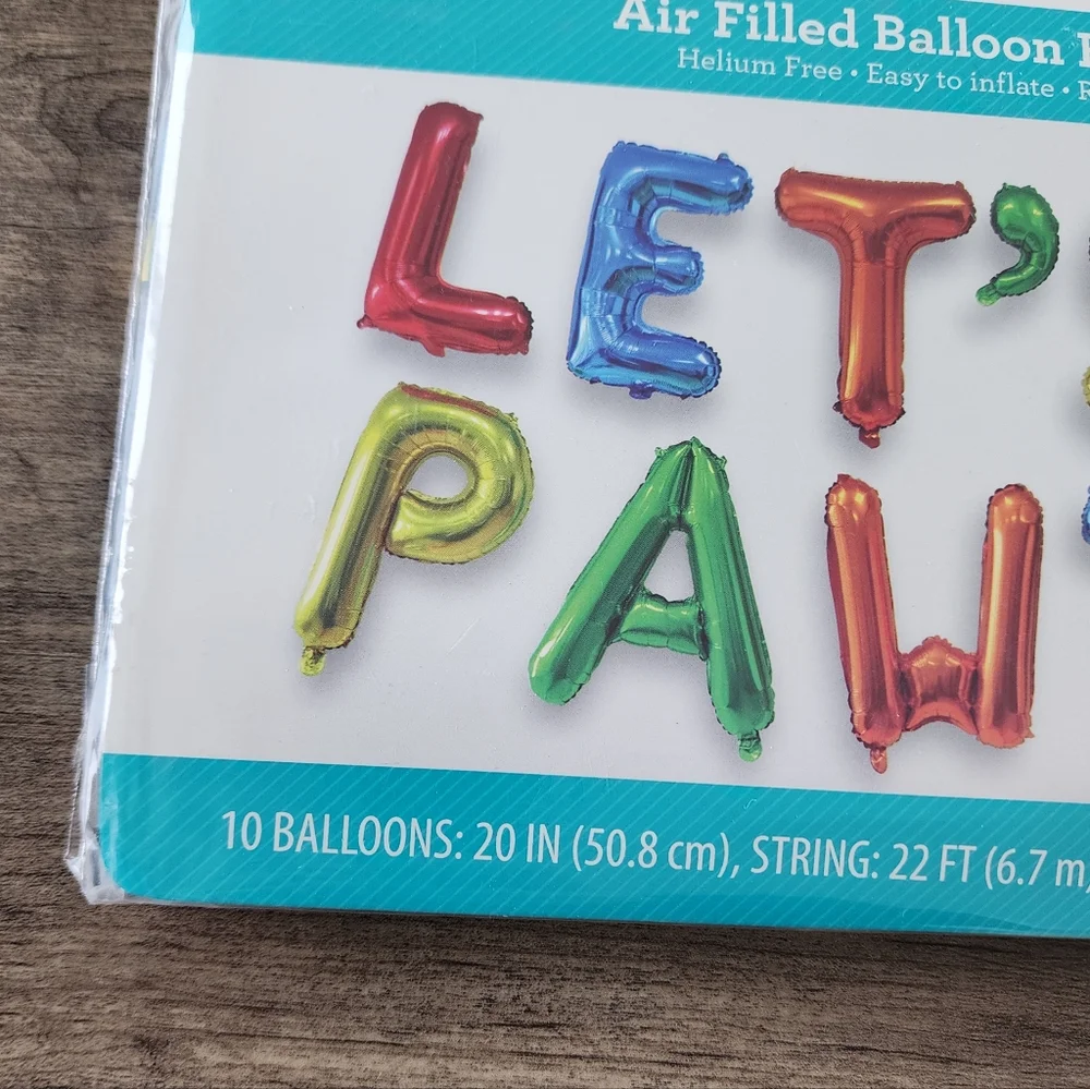 Dog Birthday Party Let's Pawty Balloon Banner NWT